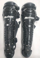 MacGregor B64 Double Knee Youth Shin Guards Black  BASEBALL SOFTBALL Great Cond