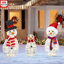 Christmas Lighted Snowman Family Decoration Indoor Outdoor 55 Warm White Lights