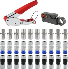 Coax Cable Crimper Coaxial Compression Tool Kit Wire Stripper with F RG6 RG59 Co