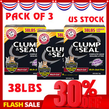 Arm  Hammer Clump  Seal Multi-Cat Litter 38lb x3 Low Dust Strong Odor Control
