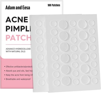 adam & eesa® Acne Patches – (Pack of 108) Dots for Hydrocolloid Transparent