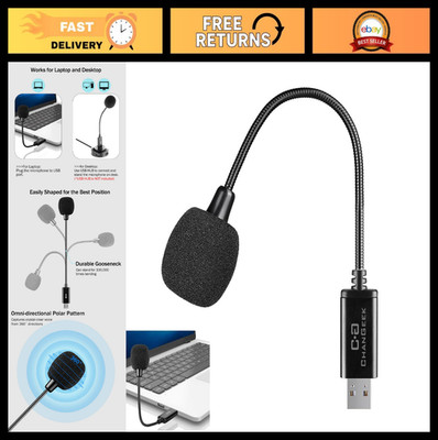 USB Mini Microphone with Gooseneck & Sound Card for PC/Mac - Plug & Play, Ideal
