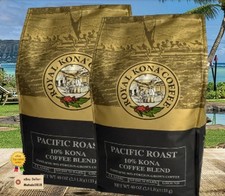 2 Royal Kona Coffee Blend Pacific Roast 10 Kona Medium-Dark Roast Ground 40 oz
