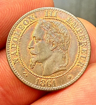 2 centimes Napoléon III tête laurée 1861 A Paris (SUP+)! 1,97 g - Photo 1/3