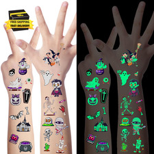 320PCS Glow in the Dark Halloween Temporary Tattoos, Waterproof Scary Removable