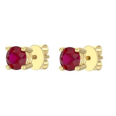 925 Sterling Silber 14K vergoldet 5 mm natürlicher Rubin Ohrstecker für Damen