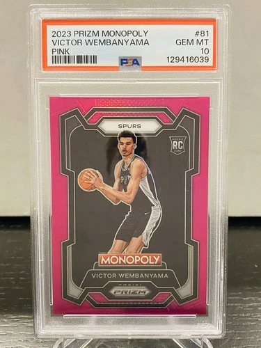 2023-24 PANINI PRIZM MONOPOLY PINK #81 VICTOR WEMBANYAMA ROOKIE RC /149 PSA 10