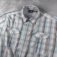 Howler Bros Shirt Mens Large Blue Gray Plaid Pearl Snap Western Fishing Outdoor