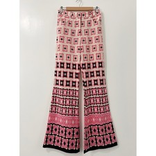 ZARA Women's Wide Leg Pants Geometric Print Pink Black Beige Size M