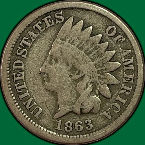 1863 Indian Head Cent Very Good VG Coin #38369