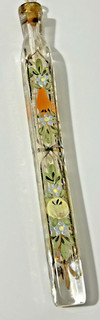 Antique Victorian glass Lachrymatory Tear Catcher Perfume Bottle Flask enamel