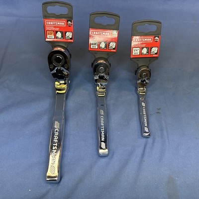 New Craftsman 3 Piece Set 72 Tooth Flex Head Ratchet ~1/2 ''~3/8'' ~1/4'' Drive