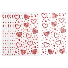 6Sheets Heart Gem Sticker, Face Gem Stickers, Red