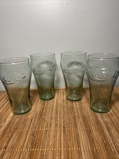 Juego de 4 vasos de Coca-Cola vintage vasos de guijarros verdes de Coca-Cola