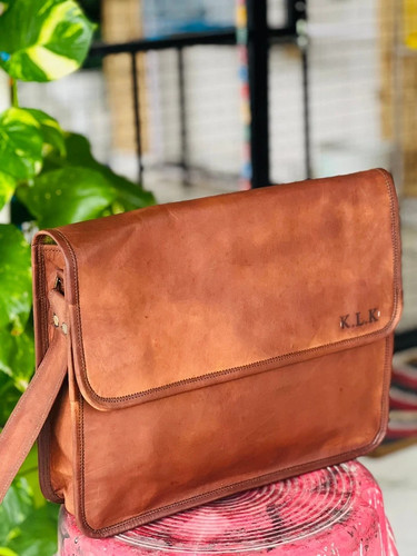 Handgefertigte seltene Herren-Aktentasche aus echtem Leder Laptop-Kuriertasche Umhängetasche - Bild 5 von 5