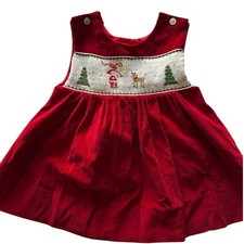 Vintage Casa del Cappello Velluto Rosso Natale Vestito Fumè Babbo Natale Renna 3/6 Mo