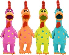 Polka Dot Squeaky Chicken Dog Toy Latex Easy Clean Durable Toy for All Dogs 11.5