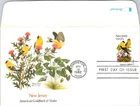 S07-8704, STATE BIRD & FLOWER OF NEW JERSEY, AMERICAN GOLDFINCH & VIOLET, FDC