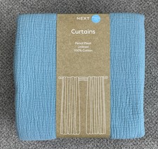 BRAND NEW Next Modern Blue 100% Cotton Crinkle Pencil Pleat Curtains 54" x 66"