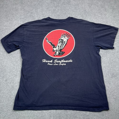#ad Y2k Surfwear Hurley Mens Graphic T Shirt XXL Faded Blue Hawk Surfboards $8.49