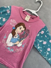 Beauty And The Beast Kids 4 Belle Rose Sleeves Disney Shirt Vintage 90s USA