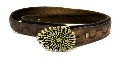 Studio Artist Handmade Star Burst Comet Tail Hippie Brass Vintage Belt Buckle 42