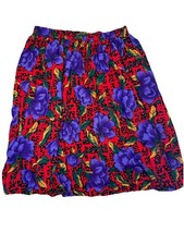 Vintage Sag Harbor High Wasted Vibrant Floral Skirt 30 Inch Waist Size 8-12