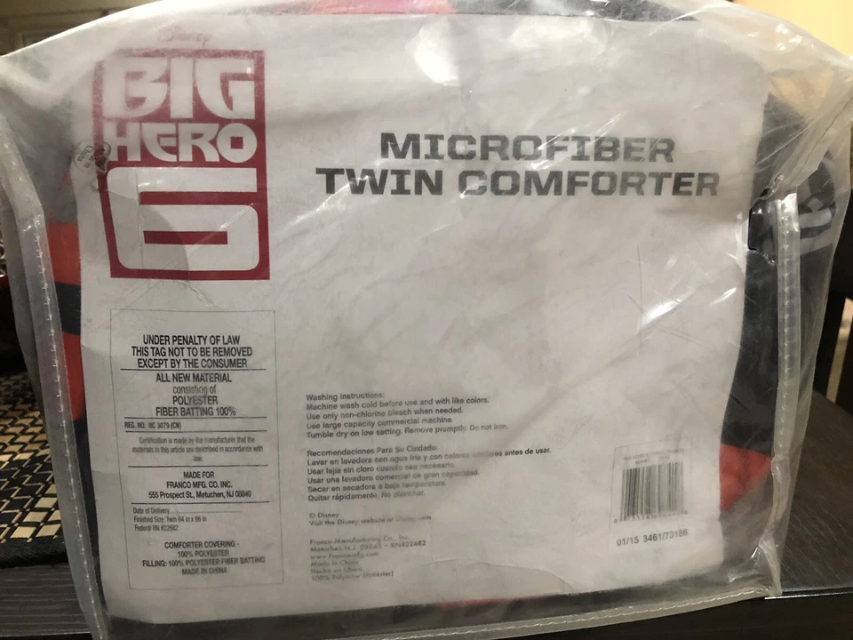 全新 迪士尼 BIG HERO 6 超细纤维 双被子 超级英雄 男孩床 64 英寸 X 86 — 第 2/2 张图片