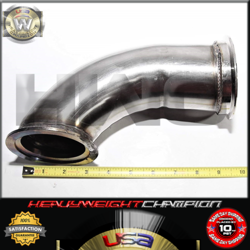 3&#034; V-BAND STAINLESS 90 DEGREE DIY ELBOW TUBE EXHAUST TURBO FLANGE