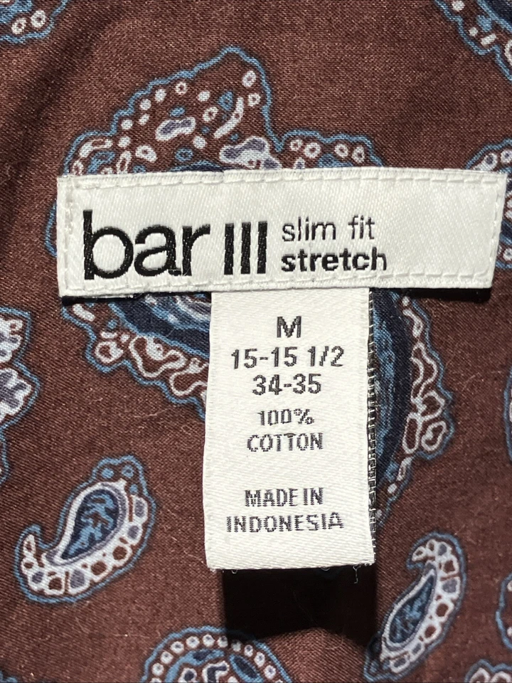 BAR III 3 Púrpura Paisley Calce Ajustado Elástico. ¡Cien% Algodón Vintage Años 70!! Foto 2 de 4