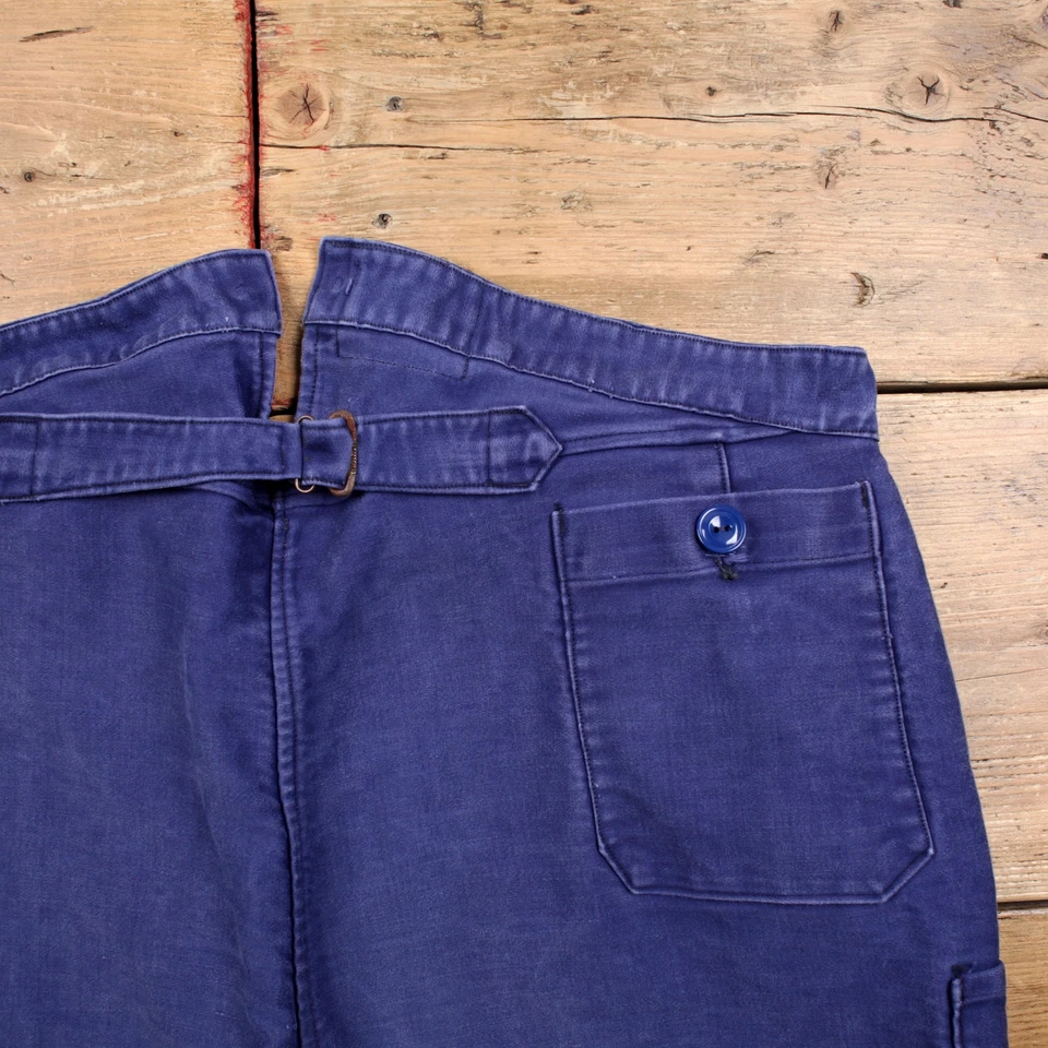 Vintage French Workwear Pants Trousers 40x28 60s Moleskin Cinch Back Unisex - Image 4 of 4