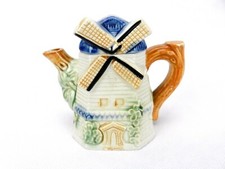 Porcelain Miniature Teapot, 2-Piece Windmill, Made in Japan, Vintage