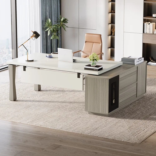Tribesigns L-Shaped Office Desk Large Executive Computer Desk with File Cabinet