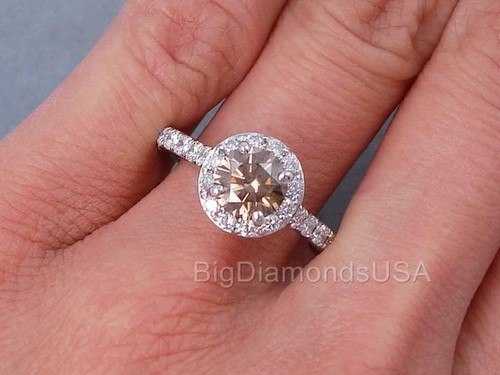 1.58 CARATS TW ROUND CUT DIAMOND ENGAGEMENT RING  NATURAL CHOCOLATE VS2 $2,490 - Picture 7 of 9