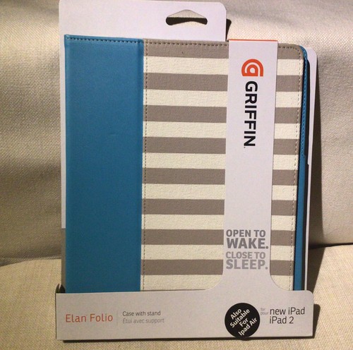 Griffin Elan Folio Ipad & Ipad 2 Case Teal Stripe - Picture 2 of 4