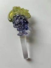 MIKASA Glass Wine Bottle Stopper PurpleGrapes Green Leave Austrian Lead Crystal