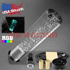 Led Light Rgb Shift Knob Stick Crystal Transparent Bubble Gear Shifter 15cm