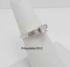 3/4CT Natural Princess Diamond Engagement Wedding Ring 14K White Gold Band