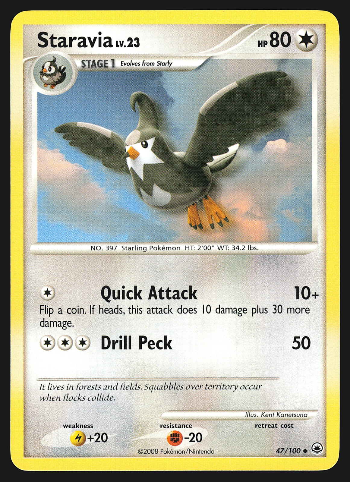 Staravia 47/100 Diamond & Pearl Majestic Dawn Pokemon Card EXC