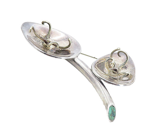 Turquoise Modernist Brooch Pin Bp3057 Los Castillo Mexico 925 Silver Vintage