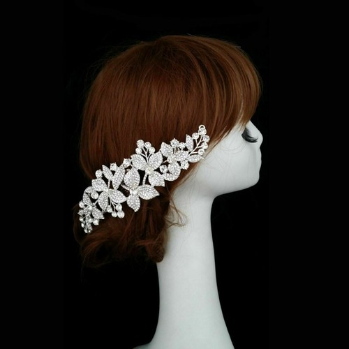 Luxury Women Bridal Wedding Diamond Crystal Rhinestones Long Hair Clip Comb - Picture 3 of 9