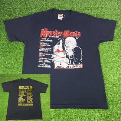 Vintage 2003 Monster Mania Con No.1 Collector's Edition Shirt Horror Men's Large