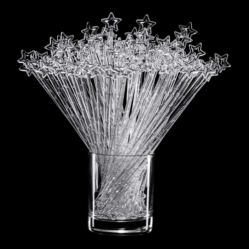 100 Pieces 9.1 Inch Star Top Swizzle Sticks Disposible Plastic Star Top ...