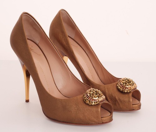 Giuseppe Zanotti Gold Kristall Schmuck Knoten High Heel Peeptoe Pumps Sandale 10-40 - Bild 4 von 6