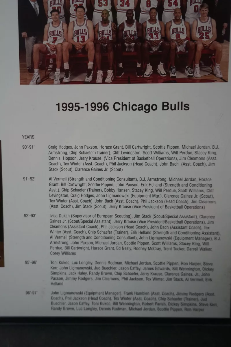 The 90's Dynasty Chicago Bulls Roster 11x14 Poster Print List of Coaches Trainer