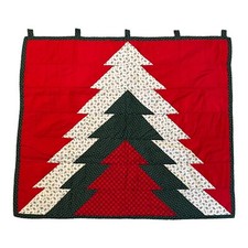 Vintage Handmade Quilted Christmas Tree Wall Hanging Table runner, 36  L X 42  W