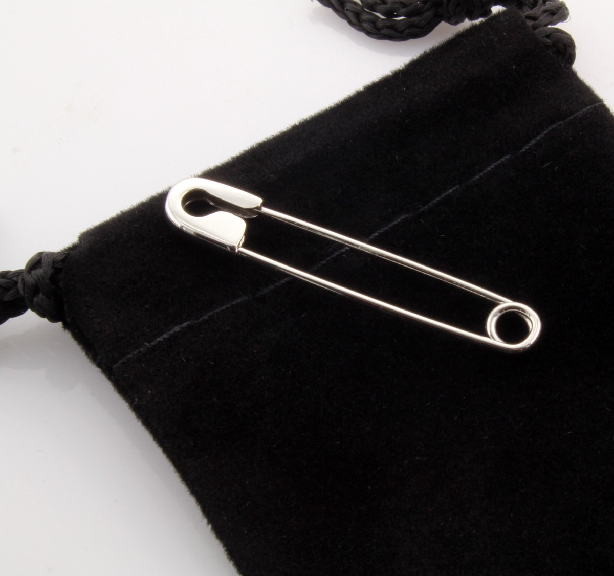 Platinum Safety Pin long Handmade in USA