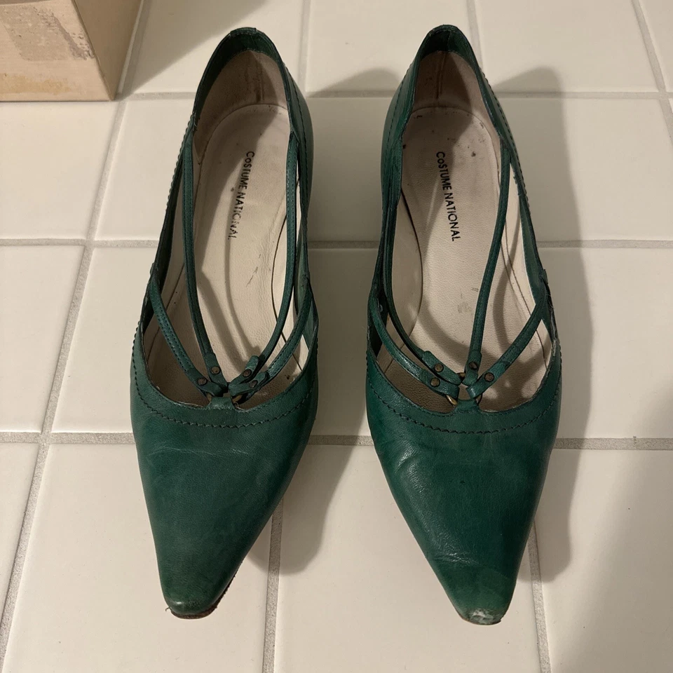 Disfraz Vintage Verde Nacional Mujer Ballet Pisos Talla 7 Slip Ons Foto 4 de 4