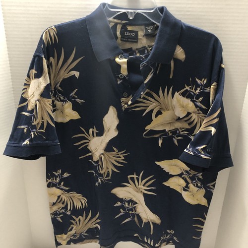 Izod Double Mercerized Polo Hawaiian Shirt Tropical Med - Picture 4 of 7