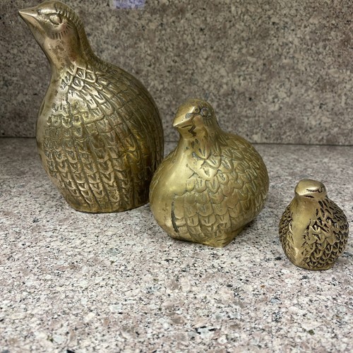 Vintage Brass Quail Partridges Bird Figurines Paperweights, Set of 3 - Picture 3 of 13